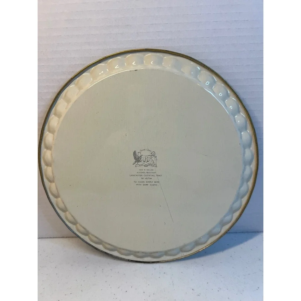 Vintage Baret Ware Lancaster Cocktail Tray No 65/T44 Made in England Green Gold